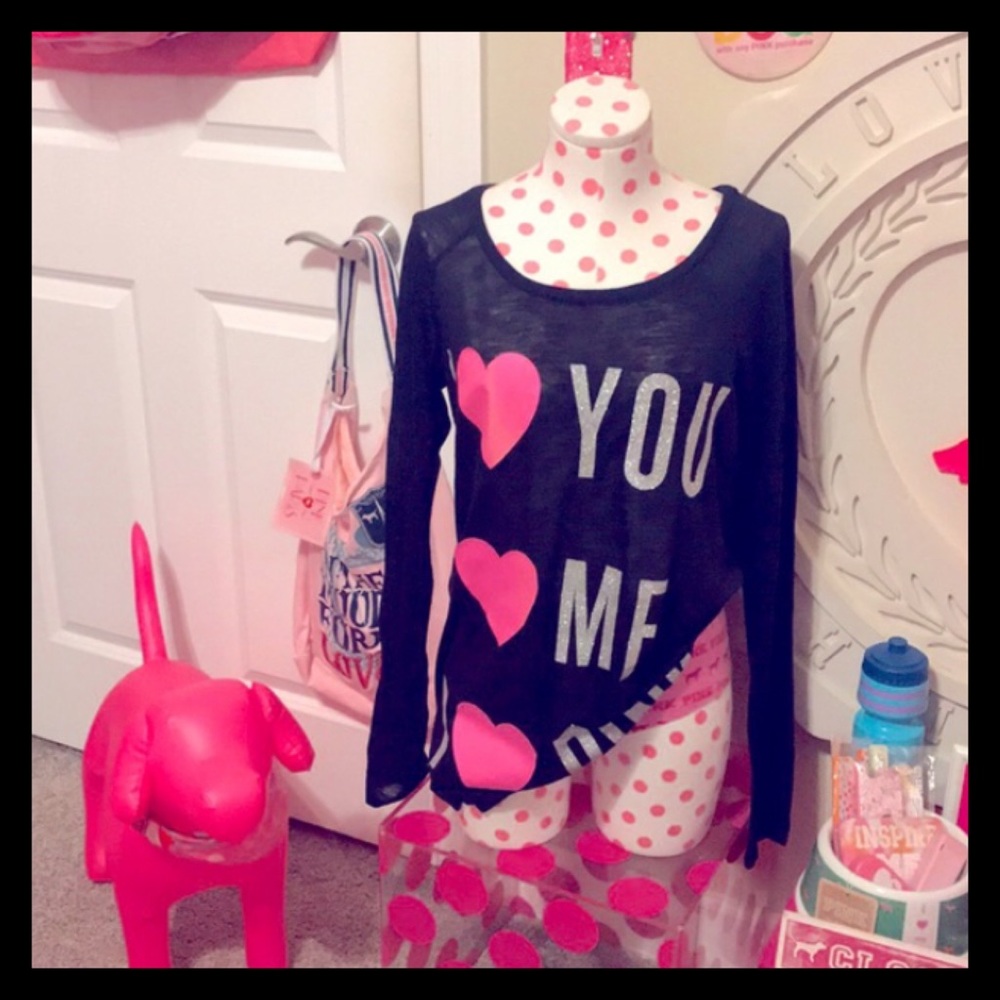 💕PINK VS “I💓YOU, I💓ME, I💓PINK” Sleep Shirt💕 - Picture 3 of 7